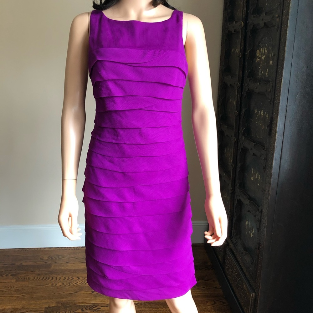 JS Collections Purple Layer Ruffle Dress Size 4